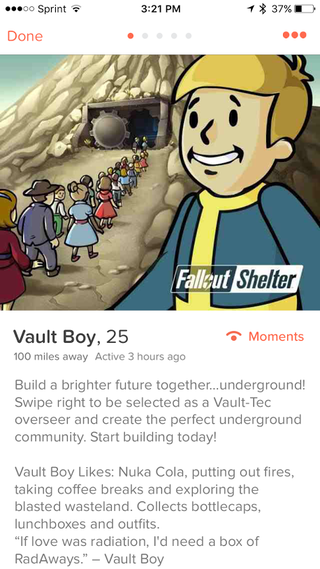 Illustration for article titled Bethesda Is Advertising Fallout On Tinder